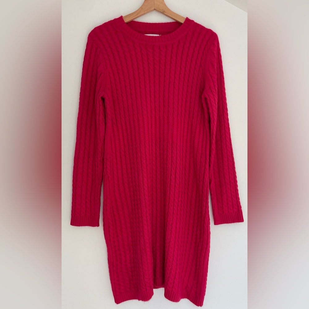 Calvin Klein long sleeve large fuchsia sweater dress